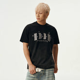 MEDM gradient washed cloth embroidered logo casual round neck short sleeved summer street versatile simple loose couple T-shirt
