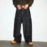 MEDM casual straight tube stiff vintage casual jeans spring American street versatile loose workwear pants men