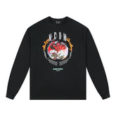 MEDM Flower Thorn Round Text Layout Long Sleeve T-shirt Spring and Autumn Men's Trendy Brand American Casual T-shirt Top