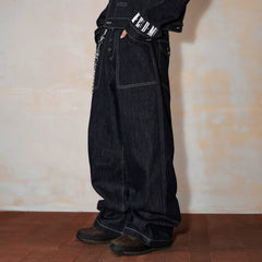 MEDM Original Niu Ming Line Solid Color Wide Leg Loose Jeans Men's Autumn American Street Retro Style Straight Tube Long Pants