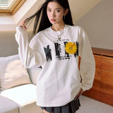 MEDM Phantom Flower Embroidery Long Sleeve T-shirt for Men, Autumn Loose Top, American Hip Hop Retro Casual T-shirt