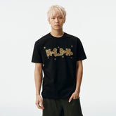 MEDM wild fun flash puzzle full diamond casual round neck short sleeved street retro neutral style cool loose T-shirt summer