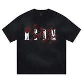 MEDM 26SS Line Branch Rose Wash Short Sleeve Casual T-shirt for Men and Women Summer Loose Round Neck Top t