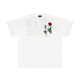 Hou Minghao's Rose 3D Embroidered Short Sleeve T-shirt MEDM American Street Loose Edition Cotton Short Sleeve