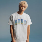 MEDM new gradient logo with diamond print casual round neck T-shirt for summer street glitter loose short sleeved men and women