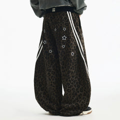 MEDM classic leopard print bar casual curved knife sweatpants embroidered with stars fashion personality men's and women's casual pants