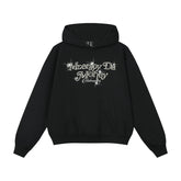 MEDM Nail Bead Flower Font Casual Hoodie Spring and Autumn American Loose Drawstring and Velvet Hoodie Couple Coat