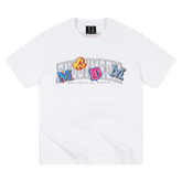 MEDM double-layer contrasting embroidered letters casual round neck T-shirt American retro unisex loose short sleeved summer