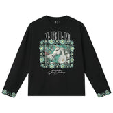 MEDM color floral print patch casual round neck long sleeved T-shirt 26 new trendy loose couple top for spring