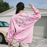 MEDM2025 new product butterfly vine round neck casual long sleeved T-shirt commuting simple couple base shirt top autumn