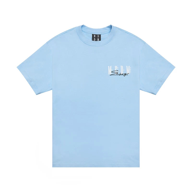 MEDM Summer Graffiti Letter Printed Short Sleeve T-shirt for Men and Women, American High Street Retro Casual Half Sleeve T-shirt