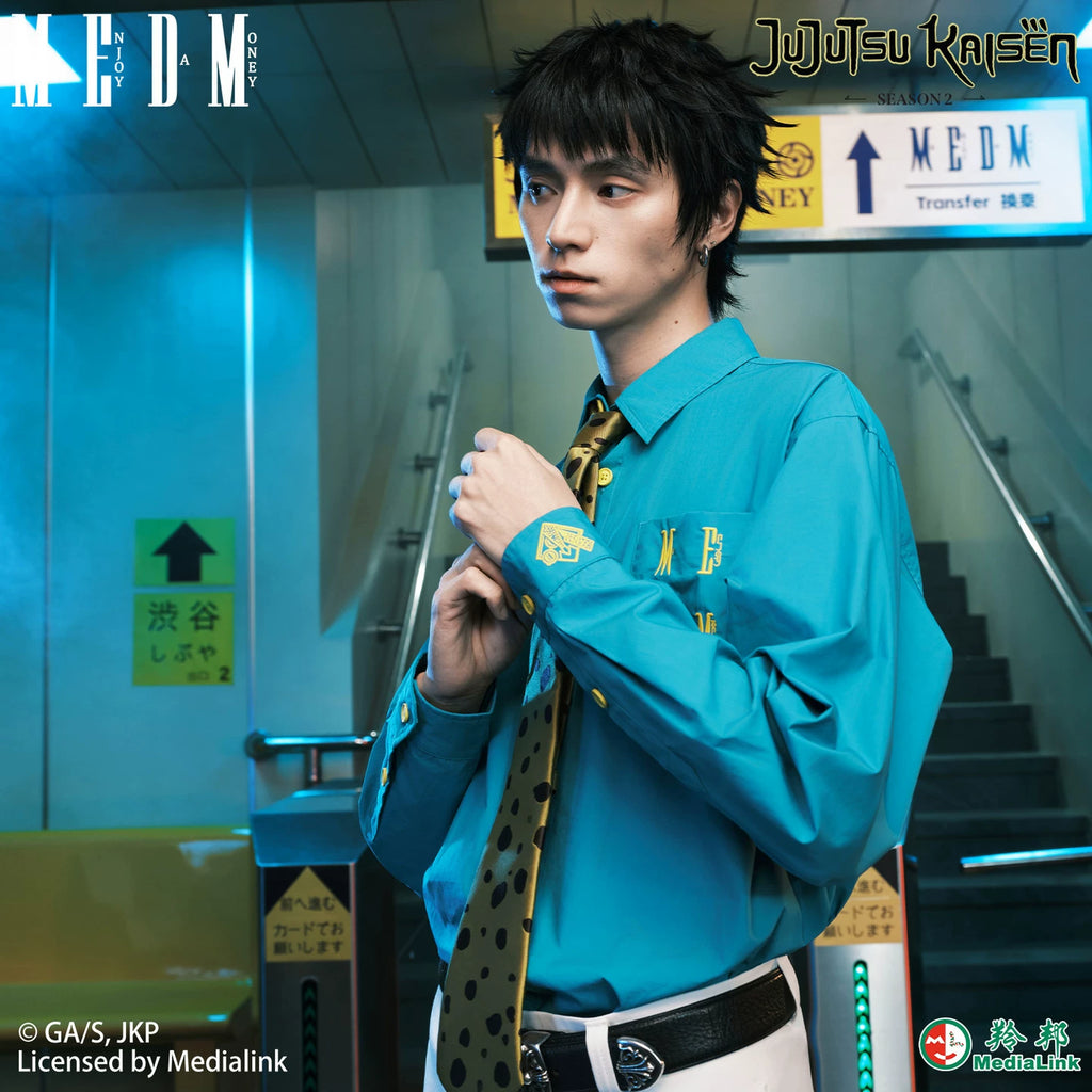 MEDM x Spell Battle Collaboration - Seven Seas Builder Letter Embroidery Casual Collar Shirt Trendy Blue Top
