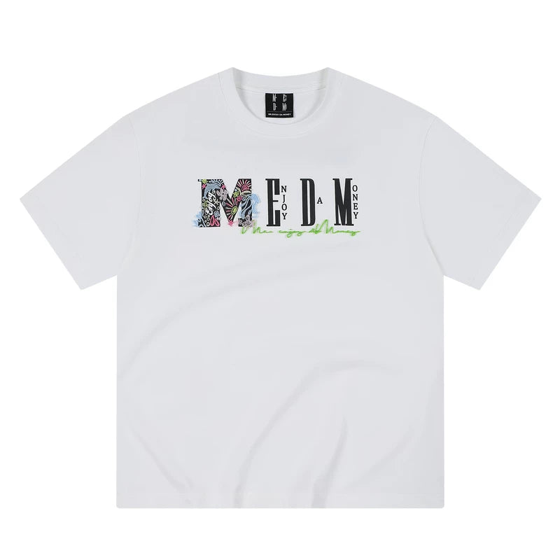 MEDM summer colorful logo toothbrush embroidery breathable casual round neck T-shirt commuting basic versatile loose short sleeved summer