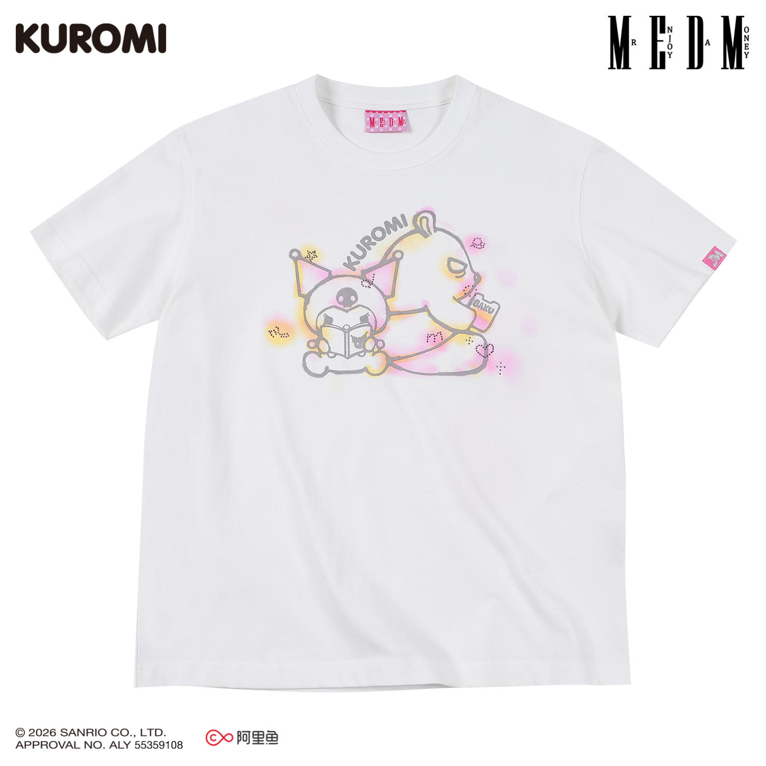 MEDM × Sanrio Family Series Graffiti Water Diamond Cool Lomi Pattern Casual Round Neck Short Sleeve Summer Couple T-shirt