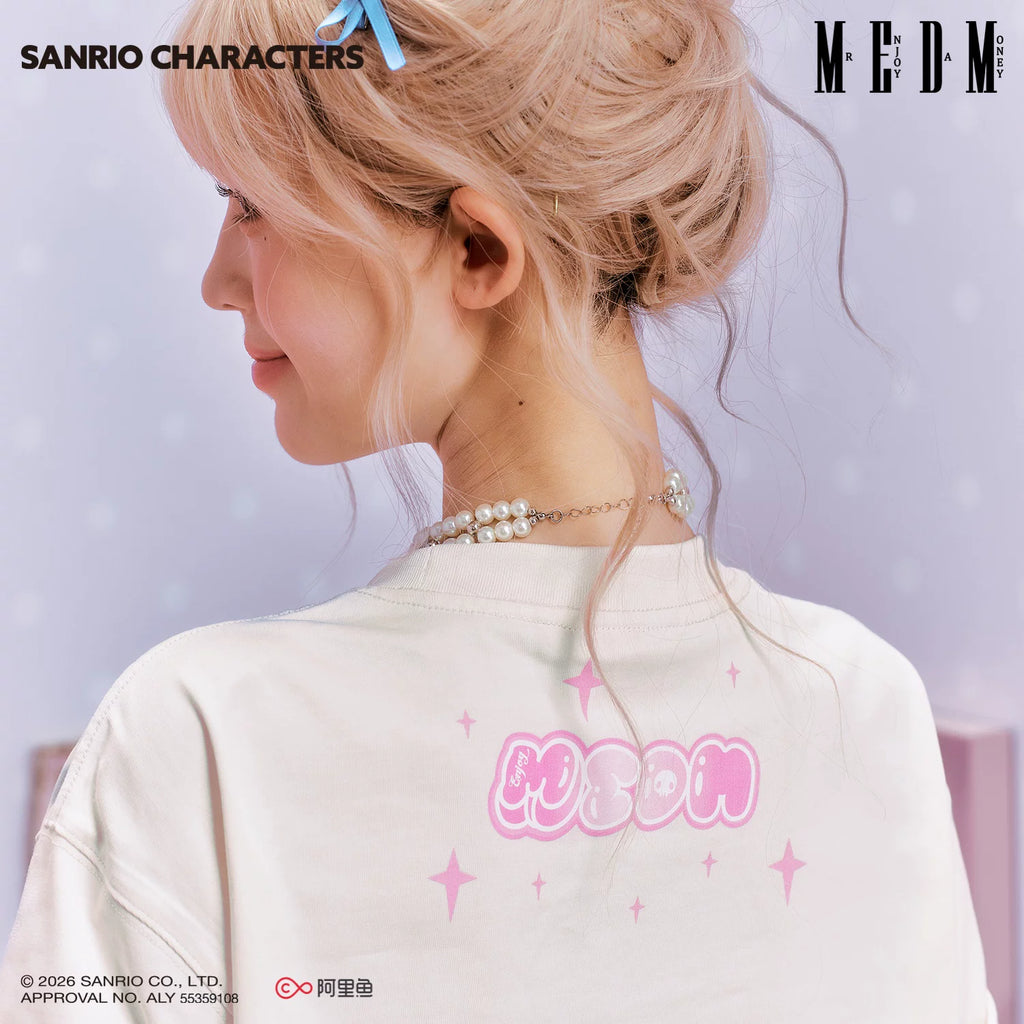 MEDM × Sanrio Family Series Candy Burst Logo Printed Casual Round Neck Short Sleeve Cute Style T-shirt for Women