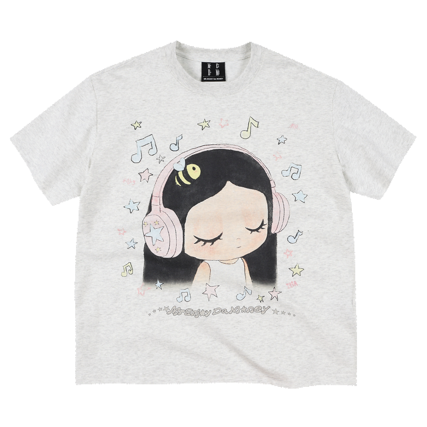 MEDM x Iria mailbox collaboration to enjoy music printed logo casual mini short sleeved round neck loose T-shirt