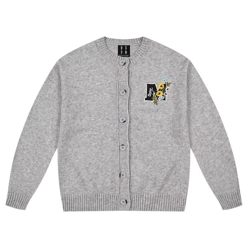MEDM line floral embroidery casual cardigan sweater for spring and autumn men and women lazy loose couple knit sweater jacket