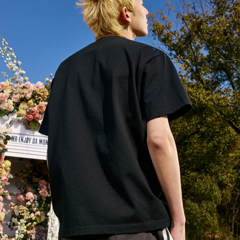 MEDM badge embroidered letters basic ins men's short sleeve T-shirt outdoor casual spring summer loose round neck China-Chic