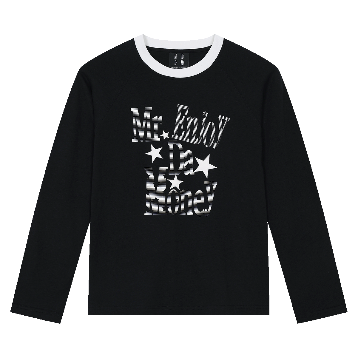MEDM Star Skin Retro Stripe Casual Round Neck Long Sleeve T-shirt American Street Simple and High End Top Trendy