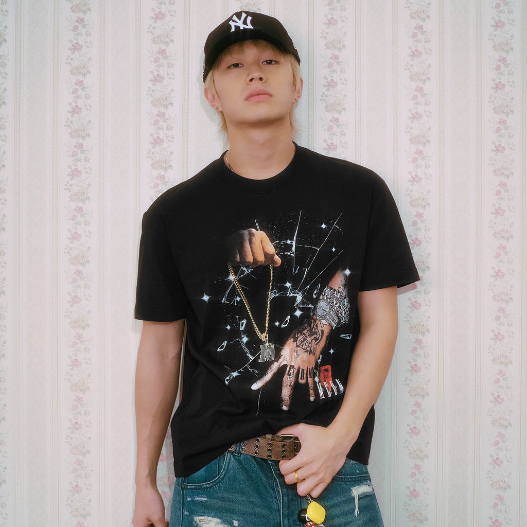 MEDM hardcore street style printed watch casual round neck T-shirt American retro hip-hop loose short sleeved summer