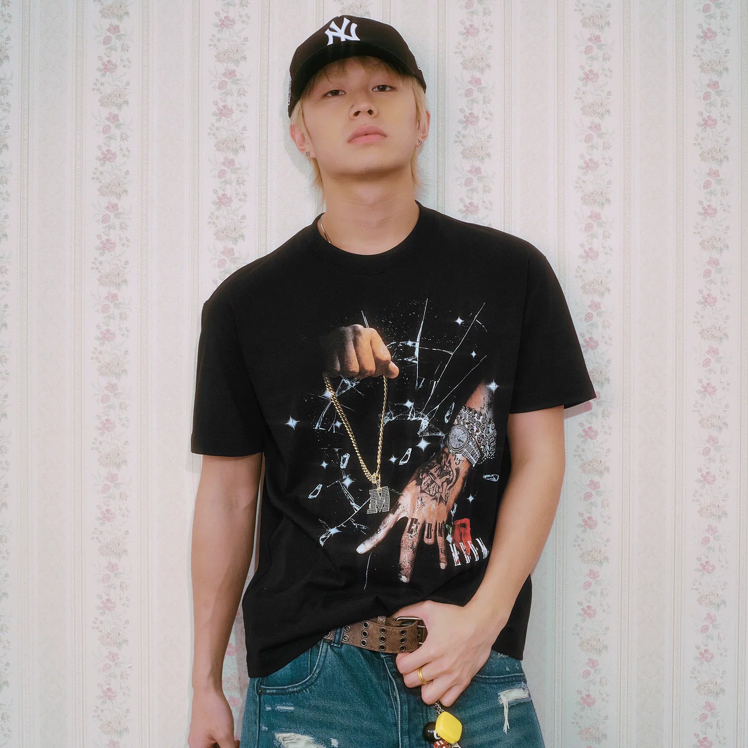 MEDM hardcore street style printed watch casual round neck T-shirt American retro hip-hop loose short sleeved summer