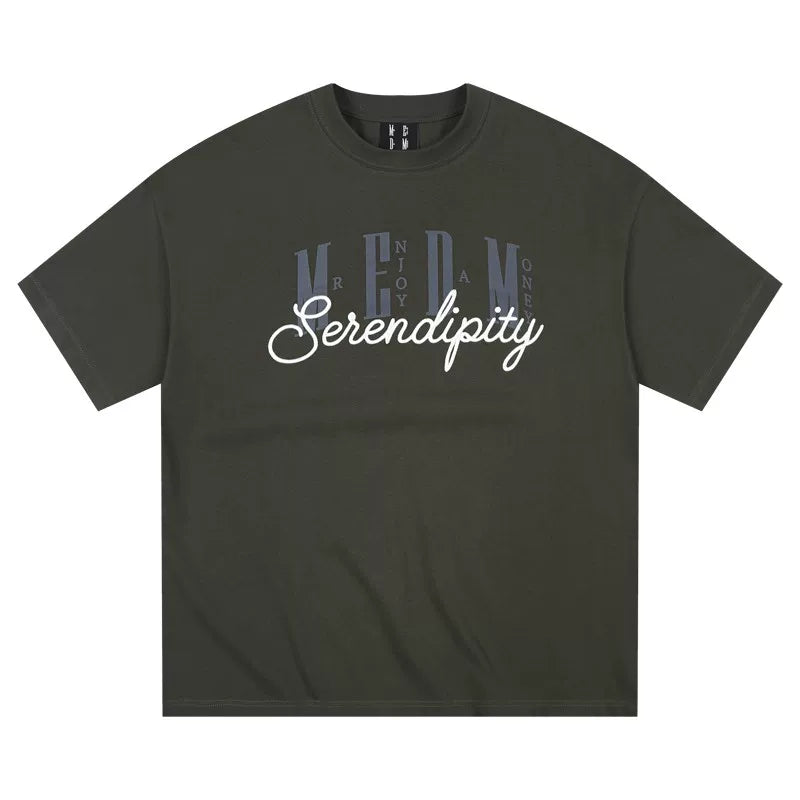 MEDM26SS 3D Embroidery Basic Set Pure Cotton Short Sleeve T-shirt for Men in Summer, Loose and Simple Round Neck Top for Women