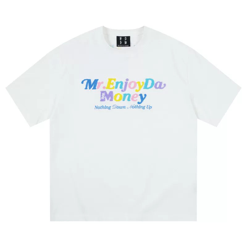 MEDM macaron short sleeved T-shirt by Hou Minghao, same color T-shirt for men and women, couple style, letter tee
