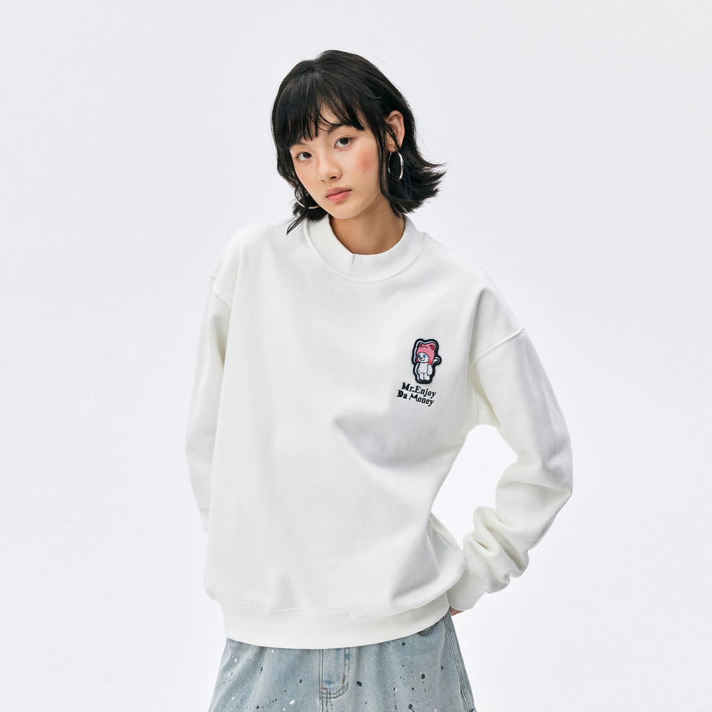 MEDM hat wearing cat Velcro casual round neck hoodie autumn versatile pullover loose long sleeved couple top