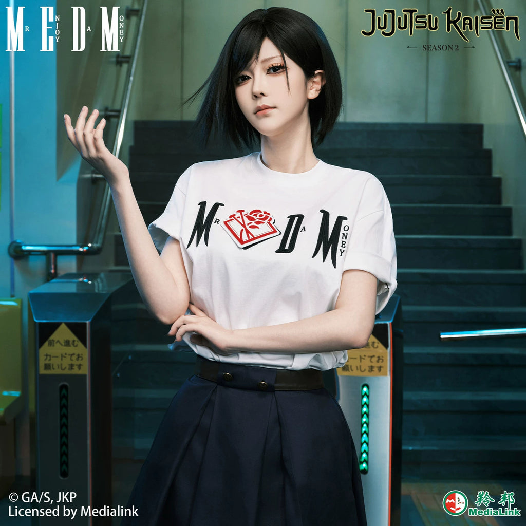 MEDM x Spell Battle Collaboration - Character ICON Velcro Casual Round Neck T-shirt Embroidered Letters Men's and Women's Short Sleeves