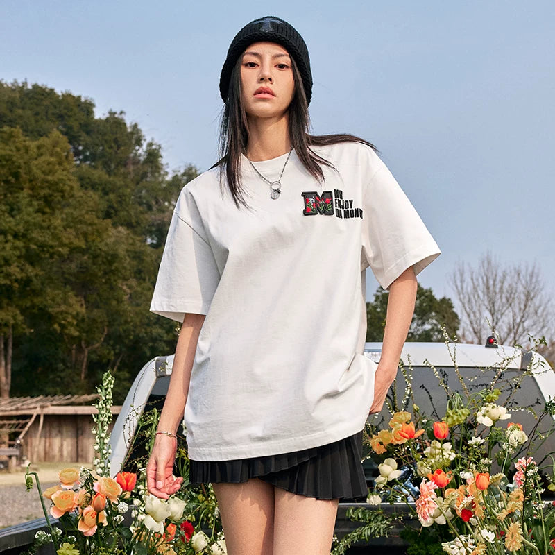 Zhang Xingte's same MEDM replaceable Velcro short-sleeved T-shirt for couples summer American T-shirt