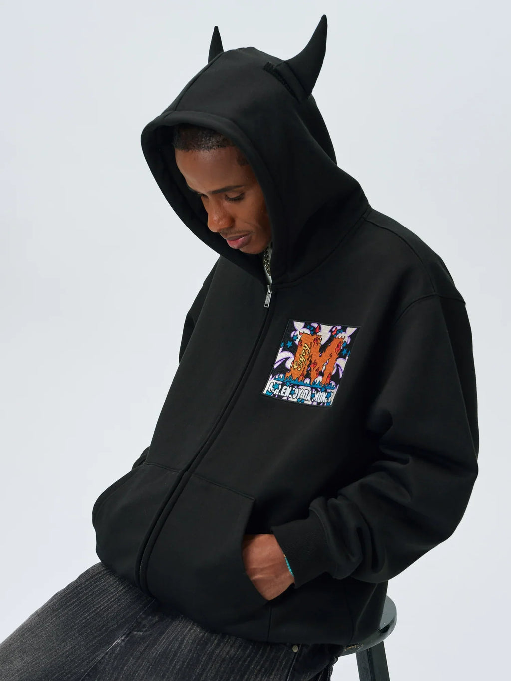 MEDM Angel & Devil Horns Zip-Up Hoodie