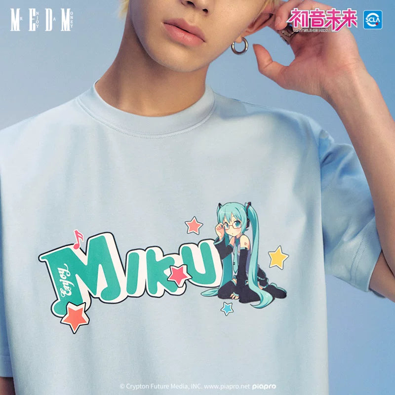 MEDMx Hatsune Miku Virtual Singer Short Sleeve Women's T-shirt 2025 New Summer American Design Casual Top
