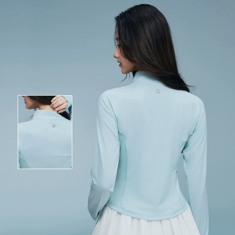 MEDM solid color stand up collar slim fit short casual sunscreen jacket, simple and versatile, commuting slimming and lightweight aerobic top, summer