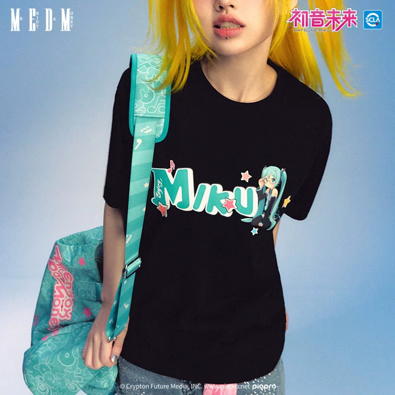 MEDMx Hatsune Miku Virtual Singer Short Sleeve Women's T-shirt 2025 New Summer American Design Casual Top