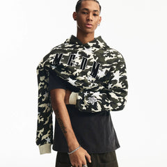 MEDM personalized leopard print camouflage casual hooded sweatshirt for autumn and winter American commuting men's and women's loose hoodies