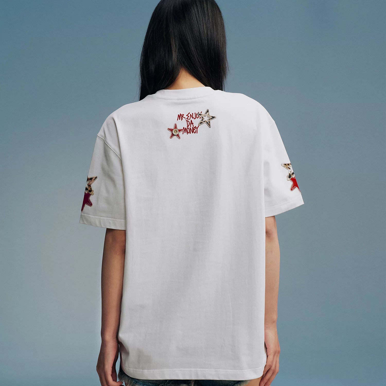 MEDM leather leopard print collage large logo casual round neck short sleeved American retro style loose couple T-shirt summer