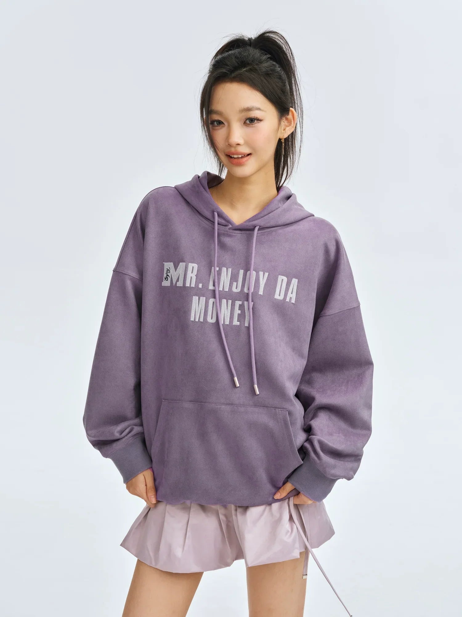 MEDM Basic Letter Logo Suede Hoodie