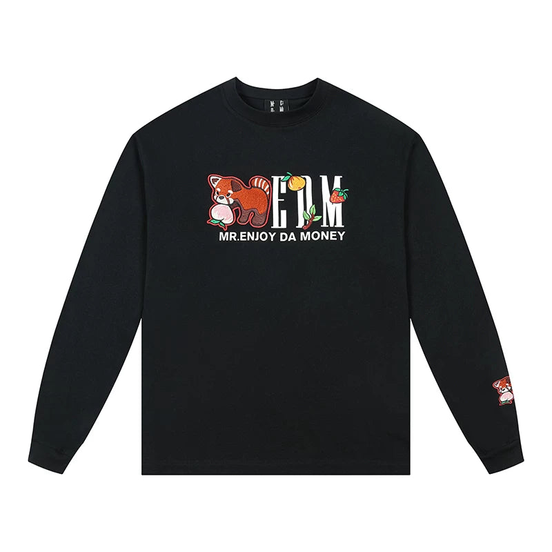MEDM Capibala animal element small world long sleeved T-shirt for men's autumn loose casual couple versatile top