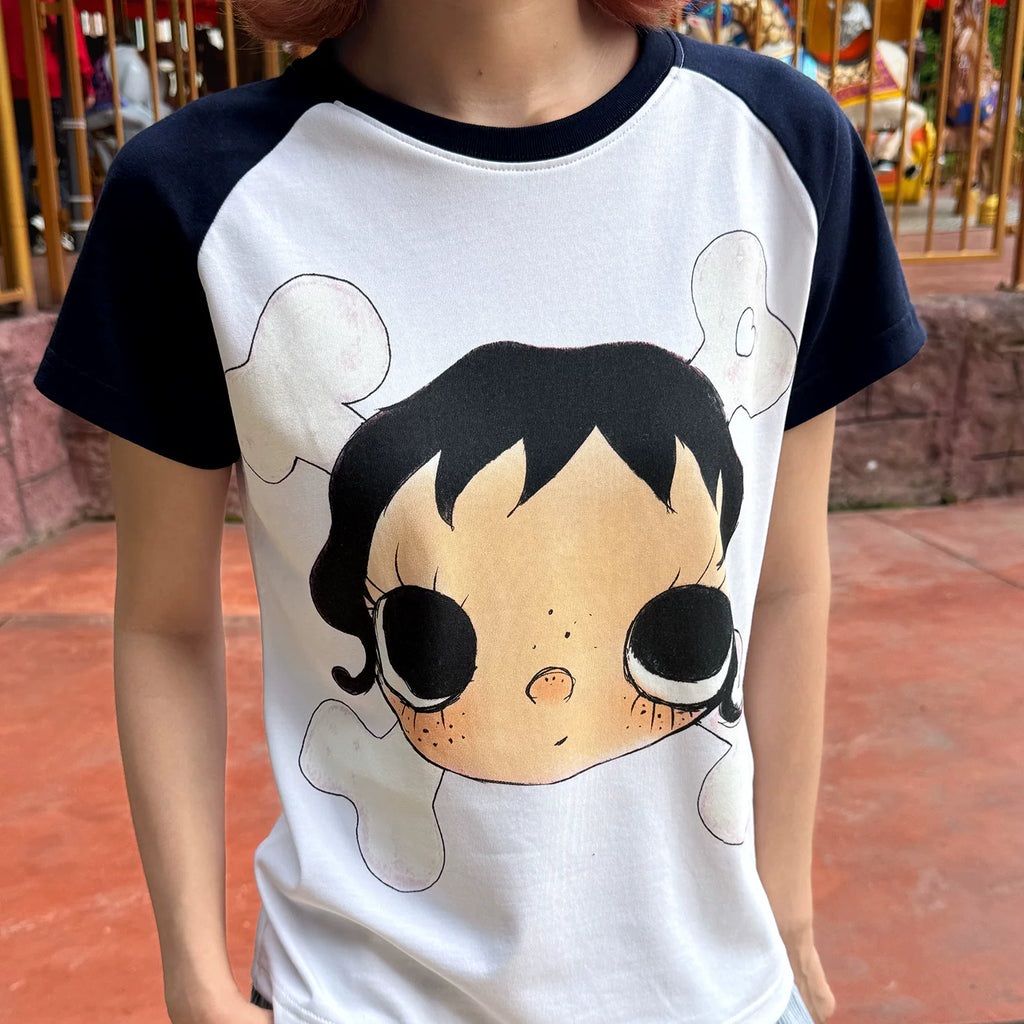 MEDM × YUY Jade Collaboration - Big Face Bone Women's Edition Slim fit Shoulder Casual Round Neck Short Sleeve Cute Style T-shirt Summer