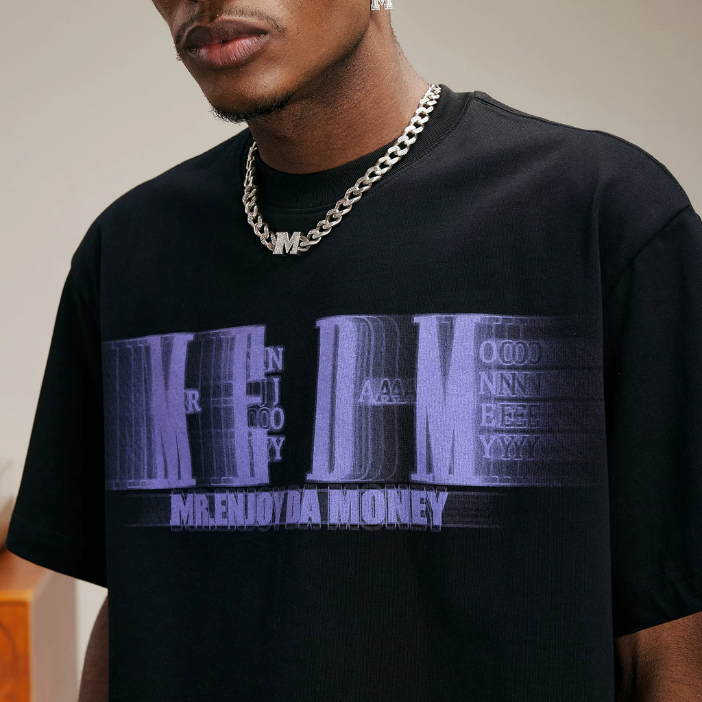 MEDM horizontal letter phantom ins contrasting short sleeved T-shirt men's print loose American pop brand hip-hop tee