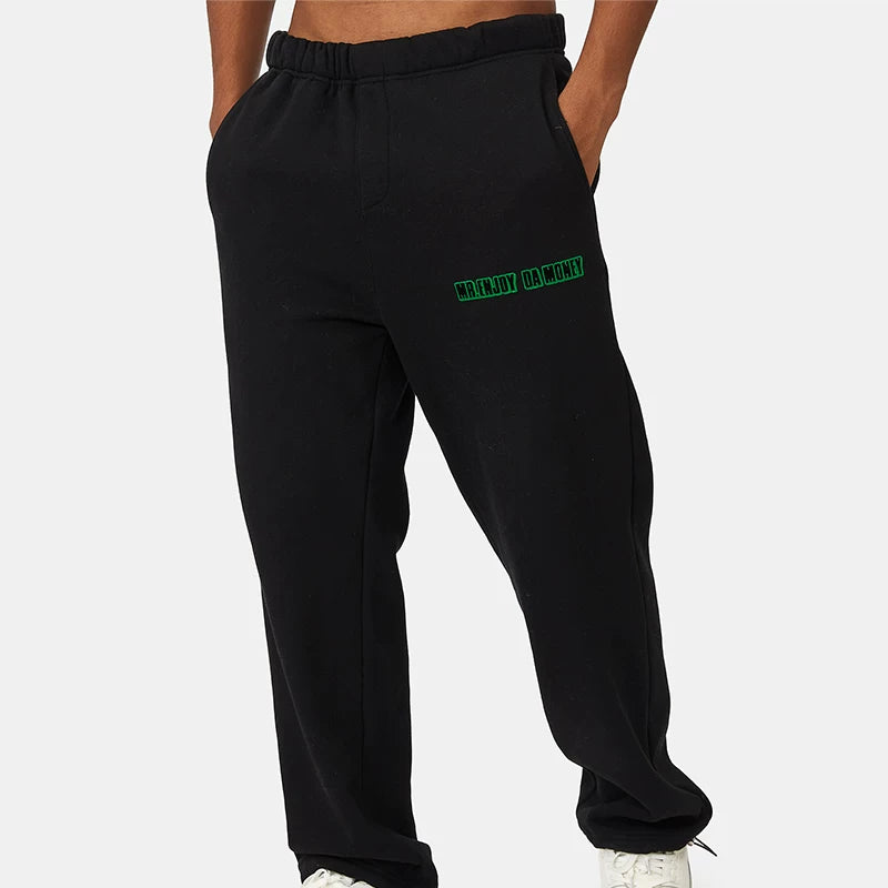 MEDM China-Chic plush hip-hop leggings men's fall loose straight casual sports pants American street pants