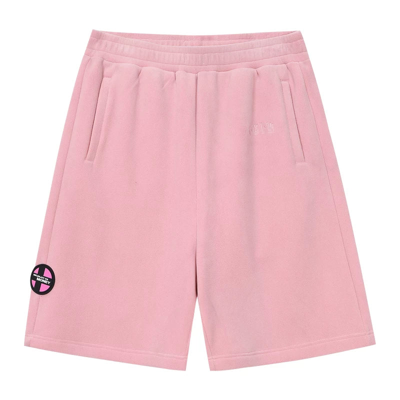 MEDM 26 new lightweight fleece fluffy casual shorts trend solid color simple men's and women's loose straight leg pants