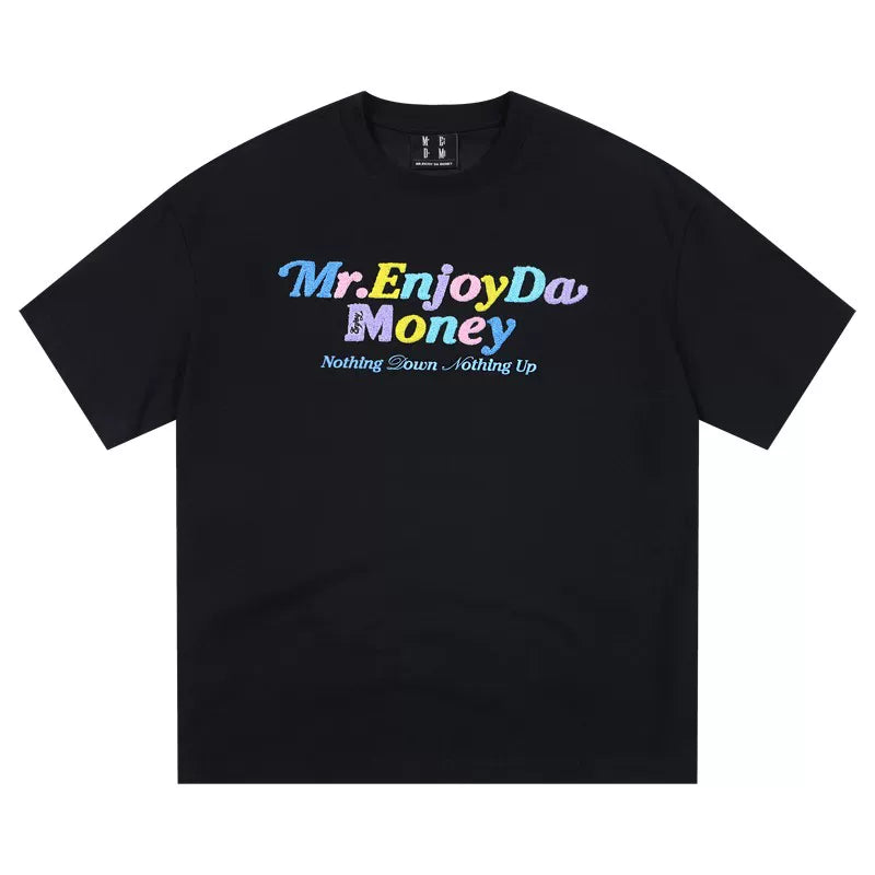 MEDM macaron short sleeved T-shirt by Hou Minghao, same color T-shirt for men and women, couple style, letter tee
