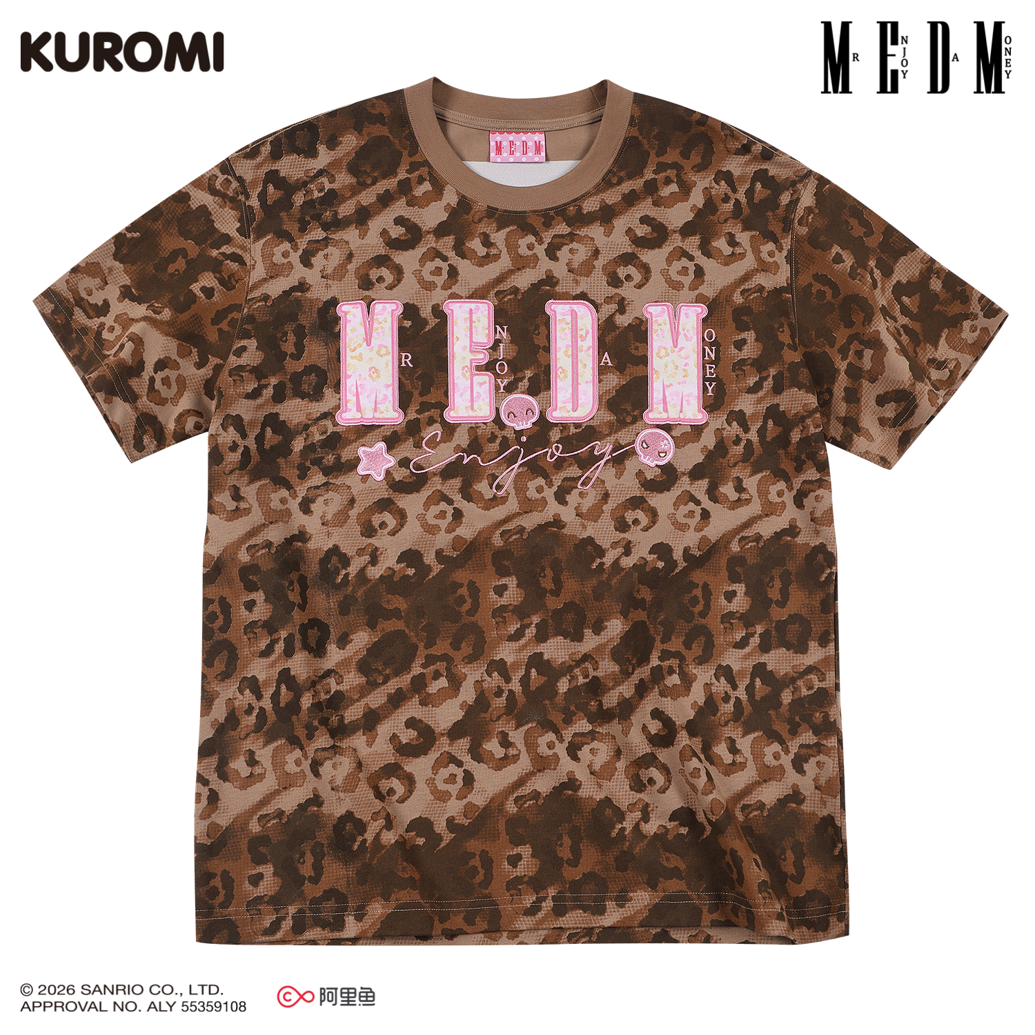 MEDM × Sanrio Family Series Leopard Pattern Cool Lomi Pattern Printed Casual Short Sleeve Loose Couple T-shirt Summer