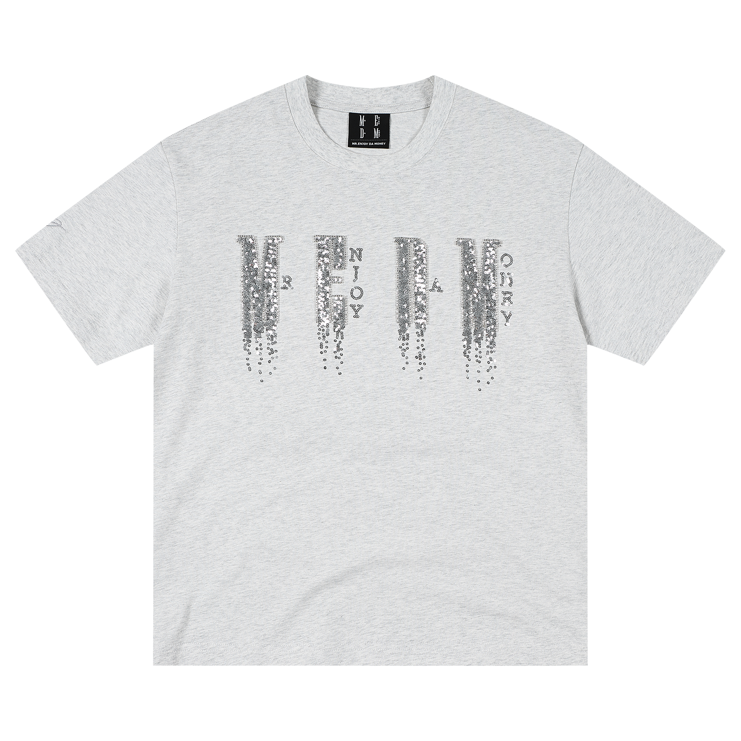 MEDM chest letter bead phantom casual round neck T-shirt trendy street style unisex loose short sleeved summer