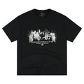 MEDM Ink Flower Embroidery Letter Printing Casual Round Neck T-shirt Chinese Style Commuter Loose Round Neck Couple Short Sleeve