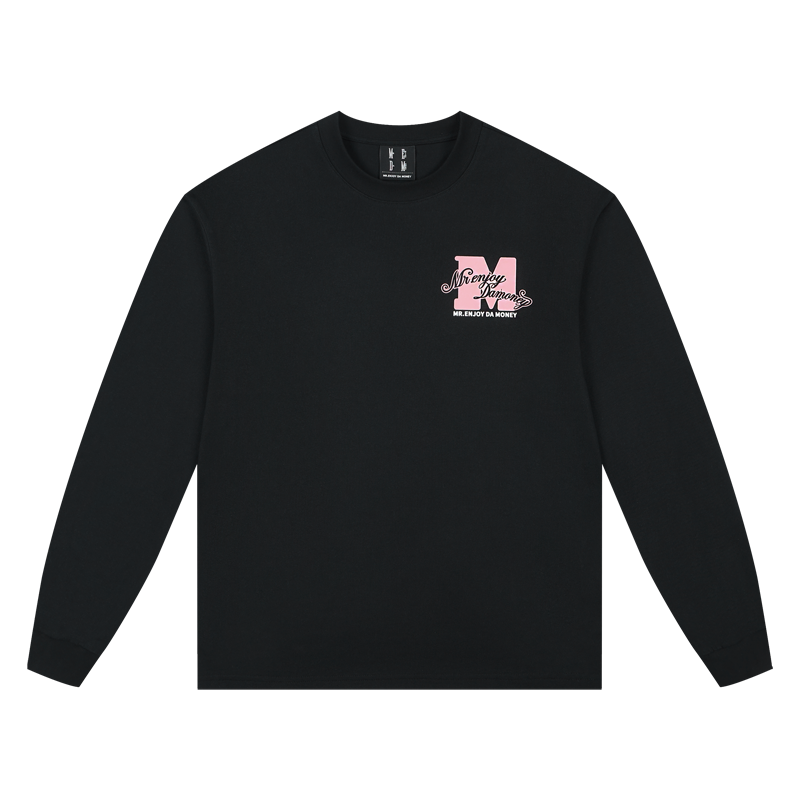 MEDM25SS basic m-floral letter printed long sleeved T-shirt for men and women, trendy brand loose casual round neck top