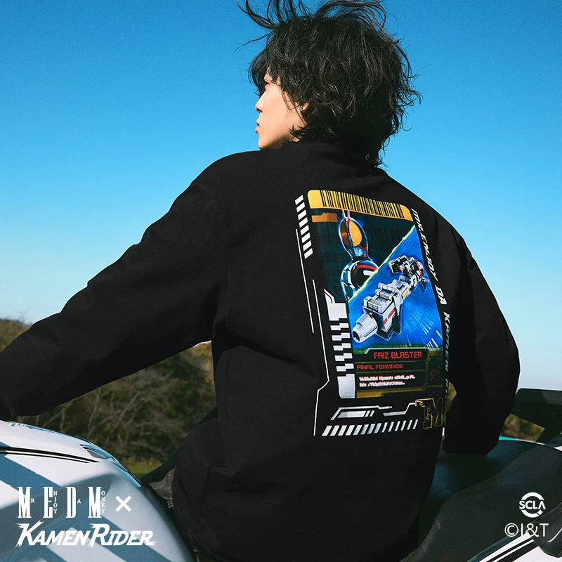 MEDMx Kamen Knight Knight Riding Card Series Basic Long Sleeve T-shirt for Men and Women, Spring and Autumn American T-shirt Trendy