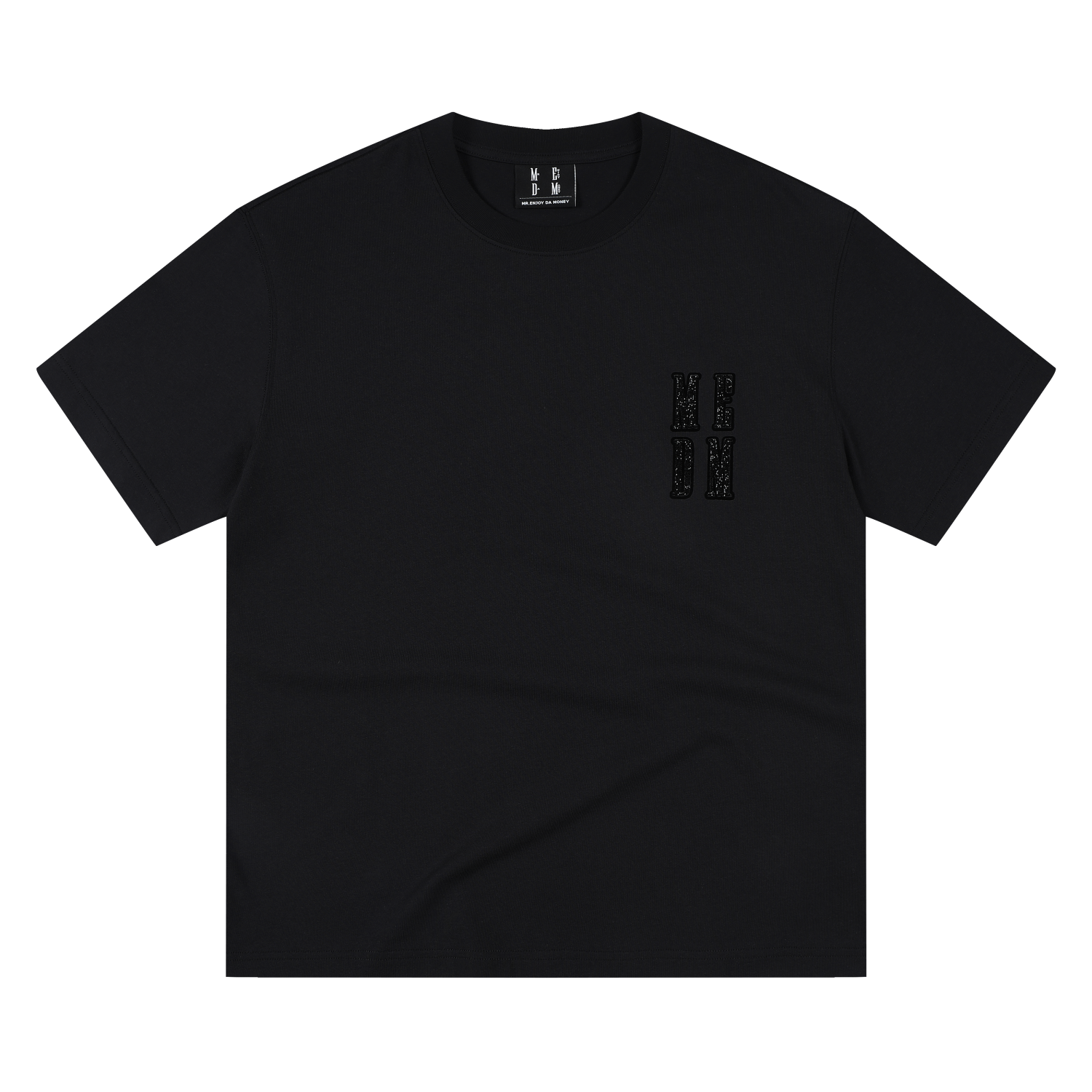 MEDM 3D rhinestone four letter casual micro silhouette short sleeved trendy simple and versatile heavyweight pure cotton T-shirt for men and women
