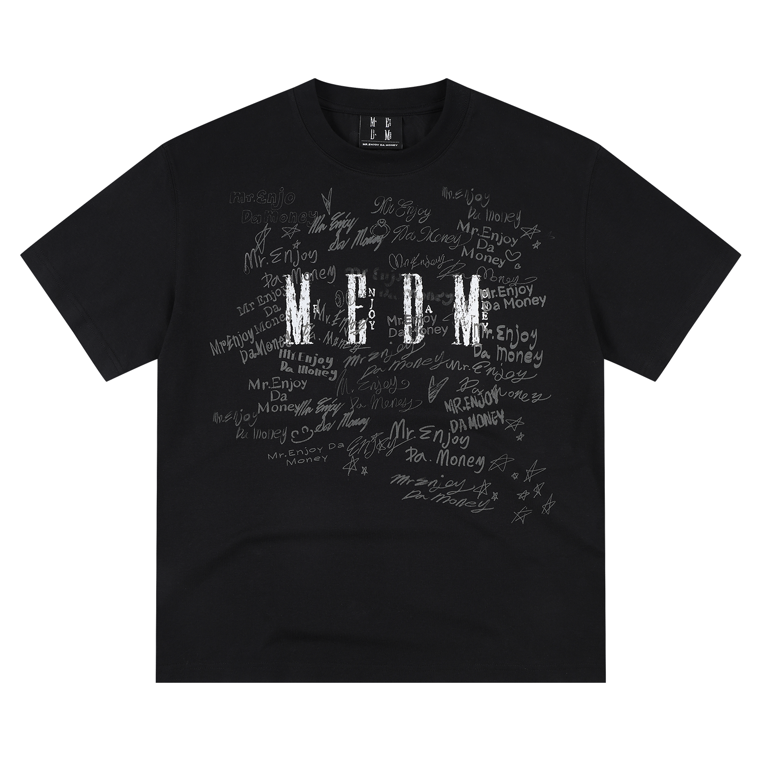 MEDM font graffiti print sunscreen UPF40+casual short sleeved American street loose round neck couple T-shirt summer
